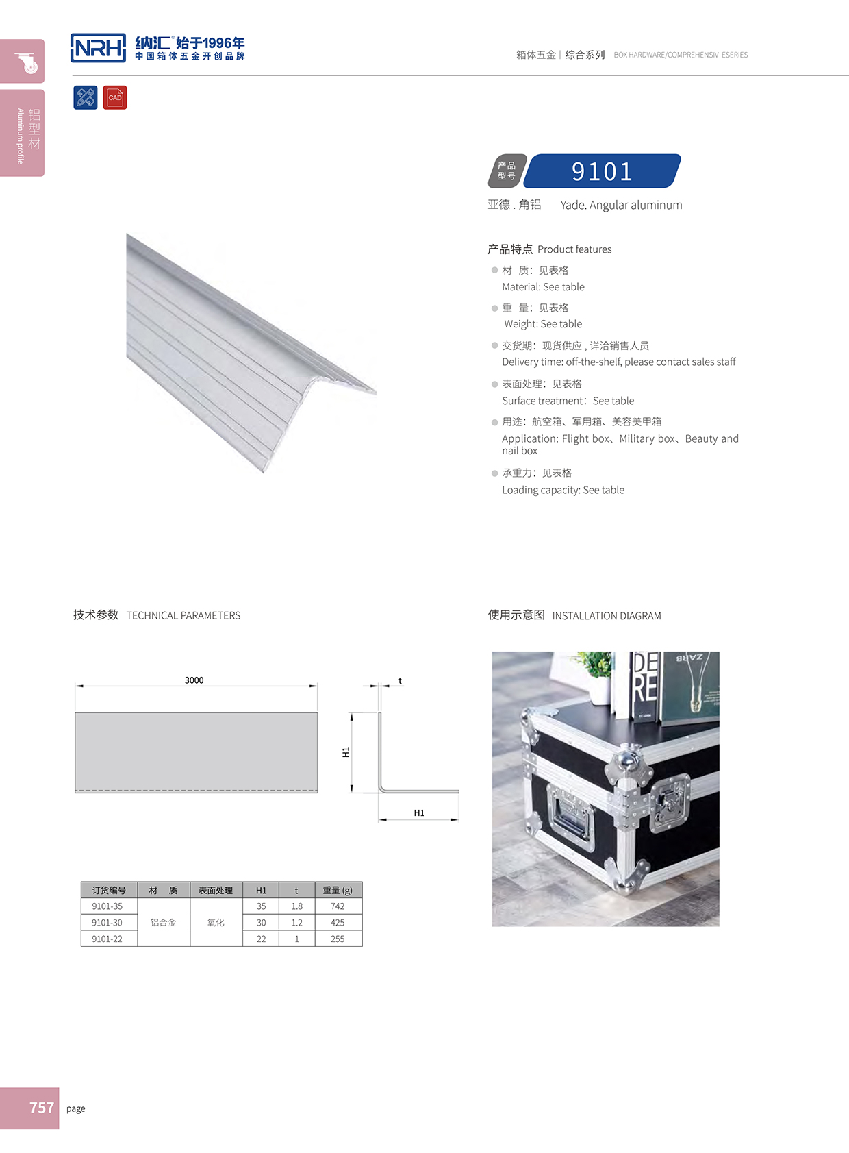 納匯/NRH航空箱角鋁 9101-22