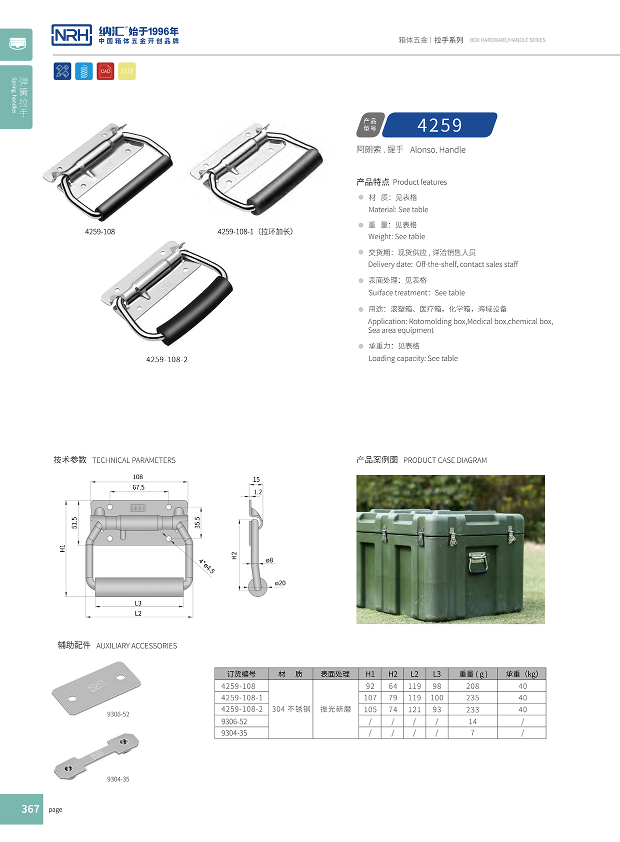 納匯/NRH 保溫箱彈簧提手 4259-108-1