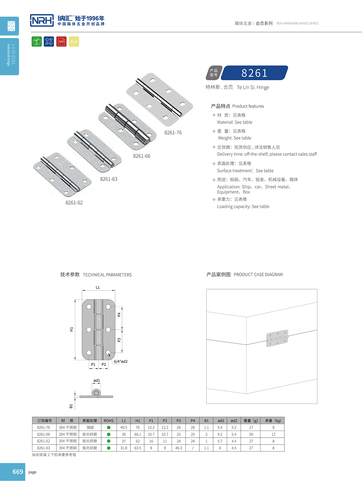 納匯/NRH 不銹鋼合頁 8261-62